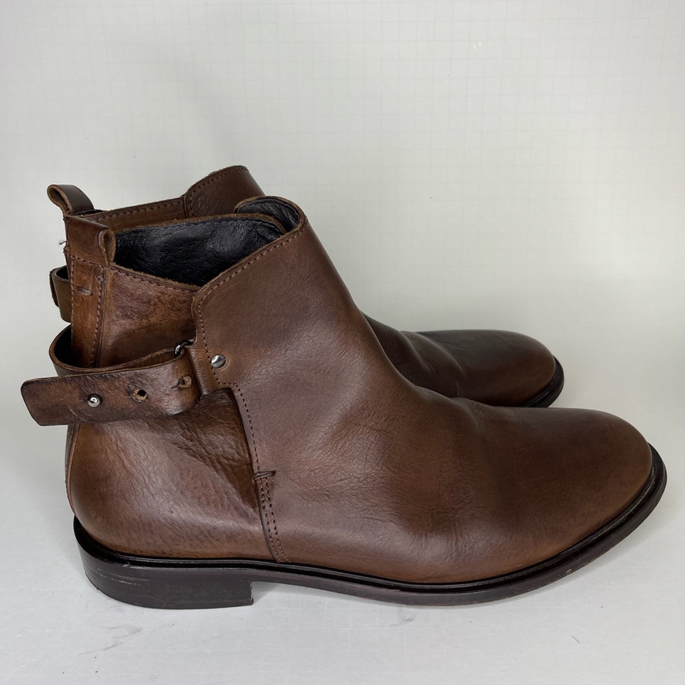 Nicole Farhi Ankle Boots Men Size 45 US 12 Brown Leather Strap made In Italy